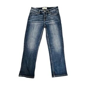 BKE Buckle Victoria Universal Fit Mid Rise Crop Jeans. Blue Size 26 #1059